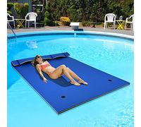 GOPLUS 270X180CM Tapis Flottant de Piscine en Mousse XPE Résistant, Bouée Flottant pour 3-5 Personnes et 3 Couches, Charge Max 300KG,Convient pour Piscine, Plage