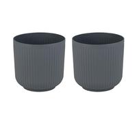 GOPLUS 2PCS Pot de Fleur Exterieur Rond φ32 CM, Cache Pot Plante Interieur en Plastique Auto-Arrosants avec 3 Trous de Drainage et Godet Amovible, Jardinière Décoratif pour Porche, Jardin et Salon
