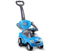 GOPLUS 3 en 1 Porteur Enfant 2-6 Ans, Porteur Bebe avec Volant, Roues Avant Universelles et Barre de Poussée Amovible, Compartiment de Stockage sous le Siège, Charge 23KG, pour Garçon, Fille, Bleu