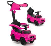 GOPLUS 3 en 1 Porteur Enfant Mercedes Benz, Voiture à Pousser avec Poignée Auvent Réglable, Garde-Corps, Klaxon, Bruit de Moteur, Rangement, Poussette Jouet pour Bébé 1-3 Ans,Charge 25KG (Rose)