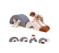 GOPLUS 3 PCS Parcours Motricité Bébé Arc-en-Ciel, Module Motricité Bébé Empilable en Mousse, Revêtement Lavable en Machine, Éducatif, Ensemble de Jeu pour Activités Intérieures, pour Enfants de 3+ Ans