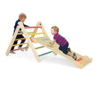 GOPLUS 4 en 1 Triangle Escalade Montesorri Pliables avec Toboggan/Rampe d'escalade, Ensemble de Jeu d'Intérieur avec Echelle Triangulaire pour Les Enfants de 3-9 Ans, Charge 60KG (Multicolore)