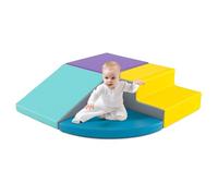 GOPLUS 4 Pcs Parcours de Motricité Bébé, Mondule Moticité en Mousse EPE, Revêtement en Simili Cuir, Convient pour Enfants 3 Ans+, Jouets Montessori pour Grimper, Ramper (Bleu+Violet)