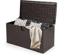 GOPLUS 400 L Boîte de Rangement Extérieure, Bac Malle de Rangement pour Patio avec Couvercle Verrouillable,128 x 64 x 64 cm