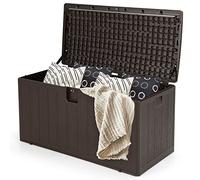 GOPLUS 400 L Coffre de Jardin Extérieur, Coffre de Rangement pour Patio avec Couvercle Verrouillable pour Maison Piscine Jardin,128 x 64 x 64 cm,
