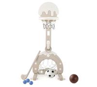 GOPLUS 4en 1 Panier de Basket Enfant Évolutif, But Football, Golf, Lancement d'Anneaux, Jeu d’Activité Hauteur 50-53, 74-77, 85-88, 100CM, pour Garçons Filles 3-10 Ans, 57 x 49 x 125 CM
