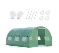 GOPLUS 4x3x2m Serre de Jardin, Serres de Jardin Tunnel avec Cadre en Acier Galvanisé avec 8 Fenêtres Latérales et 2 Portes, Jardin sous Serre 4 Saison pour Ferme, Cour arrière et Jardin, Vert