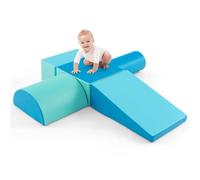 GOPLUS 5 PCS Parcours Motricité Bébé avec Fermeture Clair, Module Motricité Bébé en Mousse PU Lavable avec Remplissage en EPE, Jouets Éducatifs Convient pour Enfants d'Âge Préscolaire, Grimper, Ramper