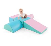 GOPLUS 5 PCS Parcours Motricité Bébé avec Fermeture Clair, Module Motricité Bébé en Mousse PU Lavable avec Remplissage en EPE, Jouets Éducatifs Convient pour Enfants d'Âge Préscolaire, Grimper, Ramper