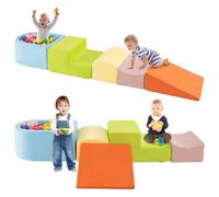 GOPLUS 5 PCS Parcours Motricité Bébé avec Piscine a Balle (Balle Non Inclus), Module Motricité Bébé avec Housse Amovible & Lavable, Bloc de Construction pour Grimper, Idéal pour Enfant Âge Préscolaire