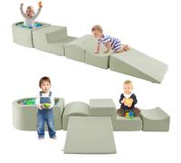 GOPLUS 5 PCS Parcours Motricité Bébé avec Piscine a Balle, Module Motricité Bébé avec Housse Amovible & Lavable, Bloc de Construction pour Ramper, Grimper, Idéal pour Enfant Âge Préscolaire