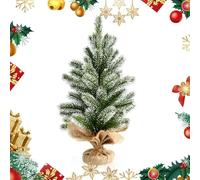GOPLUS 50CM Sapin Noël Enneigé en Pot avec Paillettes, Petit Arbre Noël pour Table avec Effet Neigee,Décor de Fête Faux Buisson/de Porte/de Cheminée (Grand)