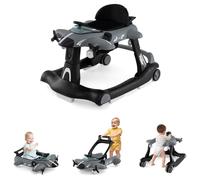 GOPLUS 6 en 1 Trotteur Bébé Garçon Fille, Trotteur Marche Bebe Pliable avec 3 Hauteurs Réglables, Roue Silencieuse, Musique, Lumières, Coussin Doux, Charge 12KG pour 6-18 Mois (Gris)