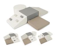 GOPLUS 6 PCS Parcours Motricité Bébé en Mousse EPE, Module Motricité Bébé Différentes Formes & Couleurs, Jouet Montessorri d'apprentissage pour 1 Ans+, pour Ramper/Grimper (Blanc)