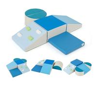 GOPLUS 6 PCS Parcours Motricité Bébé en Mousse EPE, Module Motricité Bébé Différentes Formes & Couleurs, Jouet Montessorri d'apprentissage pour 1 Ans+, pour Ramper/Grimper (Bleu)
