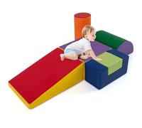 GOPLUS 6 PCS Parcours Motricité Bébé, Module Motricité Bébé en Mousse, Jouets Éducatifs Intérieur avec Housse en PU et Remplissage en EPE, Idéal pour Enfants d'Âge Préscolaire à Grimper, Ramper