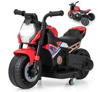 GOPLUS 6 V Moto Electrique Enfants, 2 en 1 Moto Porteur Bebe avec Roues d'Entraînement Amovibles, Fonction Musique, 2-3 km/h, Phare Avant & Klaxon, pour Enfants 1,5-3 Ans, Charge 20KG(Rouge)
