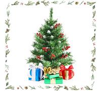 GOPLUS 60CM Sapin Artificiel en Pot avec Neige 74 Branches et 12 Bouquet de Fruits Rouges 84 Baies de Houx, Petit Arbre Effet Neige,Pot Stable,Décor de Fête Faux Buisson,Petit Sapin de Noël (60CM)