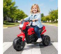GOPLUS 6V Moto Électrique Enfants 3-6 Ans à 3 Roues, Voiture Electrique Enfant Phare LED, Pédale, Direction Limitée, 2-3 km/h pour Enfants Filles et Garçons, Charge 20KG (Rouge)