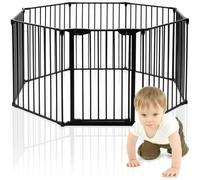 GOPLUS 8 Pcs Barrières de Sécurité Extensible à Pression, Grill Pare-Feu Protection, pour Bébé, Animaux, Cheminée, 500x74,5 CM,