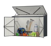GOPLUS Abri de Jardin en Acier Galvanisé 1,9m³, 193 x 86 x 127 CM, Cache Poubelle Exterieur avec Double Porte à Serrures, Couvercle Relevable, Rangement de Stockage pour Outils, Vélos, Poubelles