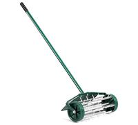 GOPLUS Aérateur de Pelouse à roulettes de 46CM, Rouleau à Pointes Rotatives avec Large Protection, Aération Intensive du Sol pour Jardin, Cour, Patio, Assemblage Rapide, Vert Foncé