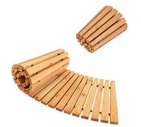 GOPLUS Allée de Jardin Incurvée en Bois, Chemin Extérieur avec Surface Antidérapante, Fils Métalliques avec Gaine en Plastique, Promenade Extérieure pour Jardin, Patio, Pelouse, Naturel