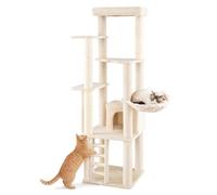 GOPLUS Arbre a Chat 194 cm Moderne Multi-Niveaux, Griffoirs en Sisal | Centre d'Activité pour Chaton d'Intérieur avec Condo, Rampe 2 en 1, Perchoir, Panier Suspendu, Dispositif Anti-basculement