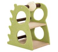 GOPLUS Arbre a Chat 58 CM en Forme de Dinosaure, Griffoir pour Chat avec 2 Plateformes, Balle Rotative en Sisal, 4 Trous Traversés, 2 Barres et Base Large, Arbre à Chaton 2 Niveaux en Tissu Teddy Doux