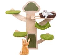 GOPLUS Arbre à Chat Mural de 1,80 M à 5 Niveaux, avec Hamac, Lit, Coussins Amovibles et Lavables, Griffoirs et Tapis en Sisal