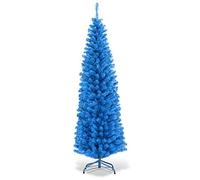 Goplus Arbre de Noël à Crayon Noir de 1,8 m, Arbre d'halloween Artificiel Fin avec 520 Branches et Support en métal, Arbre de Noël pour décorations de Vacances intérieures