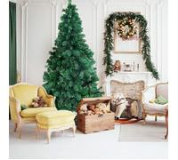 GOPLUS Arbre de Noël Sapin de Noël Artificiel 240cm Vert Pied en Métal la Fête de Noël Maison Cour en PVC Support en Fer