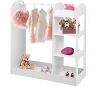GOPLUS Armoire de Rangement Enfant avec Miroir Garde-Robe avec 4 Étagères Ouvertes pour Enfants de 2 Ans+ 93 5x38 x100 CM Blanc