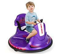 GOPLUS Auto Tamponneuse Tout-Petits, Voiture Électrique Enfants 6 V avec Télécommande, Rotation à 360 Degrés, Lumières LED,2 Modes de Conduite pour Garçon et Fille Violet