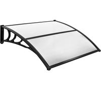 GOPLUS Auvent Porte d'Entree 122x99CM avec Protection Solaire, Résistant au Vent avec Panneau Revêtu à Double Couche et Support en ABS, Capacité de Poids Max 20KG (Gris)