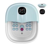 GOPLUS Bain de Pied Massant Chauffant Spa avec 16 Rouleaux Massage, Bain de Pieds Électrique Pliable avec Bulle, Pierre Ponce Shiatsu, Température Réglable 41-45℃, Télécommande, Minuterie (Turquoise)