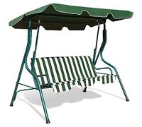 GOPLUS Balancelle de Jardin 3 Places, Balançoire d'Extérieur avec Auvent, Inclinaison Réglable Coussins Assise et Dossier, en Polyester et Acier, 163X119X154CM (Vert)