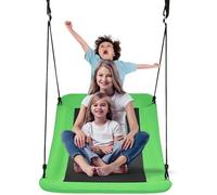 GOPLUS Balançoire Nid d’Oiseau pour Enfants,Charge Max 150 kg,Balançoire Incurvée avec Corde Réglable,pour Jardin,Camping,Vert