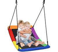 GOPLUS Balançoire Nid d’Oiseau pour Enfants,Charge Max 150 kg,Balançoire Incurvée avec Corde Réglable,pour Jardin,Camping,Coloré