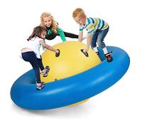 GOPLUS Bascule Gonfable Enfant Balle Gonflable à Bascule, Château Gonfable pour Jardin Jusqu'à 3 Enfants, Capacité 113 kg, Jeu Extérieur Amusant, pour Enfnats 5 Ans+ Pompe Non Inclus (Bleu)