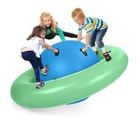 GOPLUS Bascule Gonfable Enfant Balle Gonflable à Bascule, Château Gonfable pour Jardin Jusqu'à 3 Enfants, Capacité 113 kg, Jeu Extérieur Amusant, pour Enfnats 5 Ans+ Pompe Non Inclus (Vert)