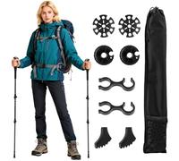 GOPLUS Baton de Marche Nordique 2 PCS Pliables avec 9 Accessoires en Aluminium, Léger, Bâton de Randonnée Télescopique et Réglable 95-130 CM avec Sangle Poignée, 2 Embout Caoutchouc pour Trekking