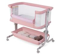 GOPLUS Berceau Cododo, Lit Bebe Pliable 3 en 1 avec 6 Hauteur Réglable, 3°- 8° Angle d'Inclinaison, Berceau Bébé Évolutif avec Rangement, Sac de Transport, Sangles, pour 0-6 Mois (Rose)