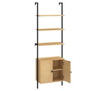 GOPLUS Bibliotheque avec 4 Niveaux d’Étagères Ouvertes en Bois, Etagere Murale de Rangement Suspendue avec Cadre Métallique et Armoire 2 Niveaux, Style Industrielle, Idéal pour Salon, Chambre, Cuisine