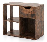GOPLUS Bibliothèque Basse à 3 Compartiments avec Tiroir, Meuble de Rangement avec 2 Etagères Ouvertes et 1 Tiroir, pour Salon, Chambre, 60x30x53cm, Blanc (Café)