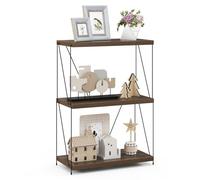 GOPLUS Bibliothèque Étagère Ouverte à 3 Niveaux, Étagère de Rangement avec Cadre Métallique Robuste, Étagère Style Industriel pour Salon, Bureau (3 Niveaux | Hauteur 85,5cm)