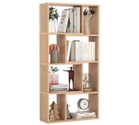 GOPLUS Bibliothèque Géométrique en Bois, Étagère Ouverte avec 8 Cubes, Bibliothèque Étagère de Rangement avec 2 Dispositifs Anti-Basculement, pour Chambre à Coucher, Salon, 60x20x120cm (Naturel)