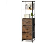 GOPLUS Bibliothèque Industrielle à 6 Niveaux,43x39x156CM,Étagère de Rangement avec Tiroirs Non Tissés et Étagère Ouverte,Marron