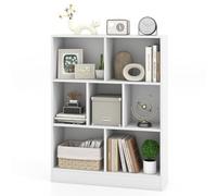 GOPLUS Bibliothèque Ouverte à 3 Niveaux, Étagère de Rangement à 7 Cubes avec Dispositifs Antibasculement, Étagère de Rangement Indépendante, Organisateur de Rangement pour Chambre (Blanc)