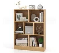 GOPLUS Bibliothèque Ouverte à 3 Niveaux, Étagère de Rangement à 7 Cubes avec Dispositifs Antibasculement, Étagère de Rangement Indépendante, Organisateur de Rangement pour Chambre (Naturel)